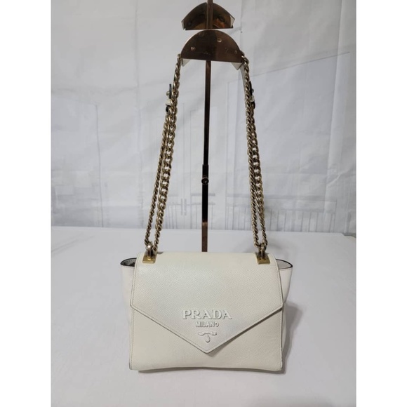 Prada Handbags - Authentic PRADA Monochrome Saffiano Leather Bag Off-White